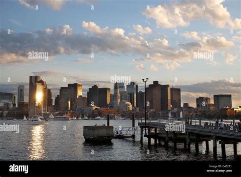 East Boston waterfront, Boston Harbor, skyline Stock Photo - Alamy