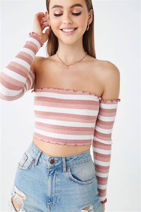 Off-the-Shoulder Lace-Up Crop Top | Tube top outfits, Top outfits, Crop top outfits