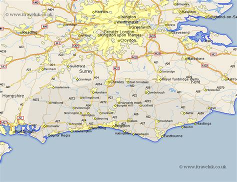 Sussex Map - England County Maps: UK