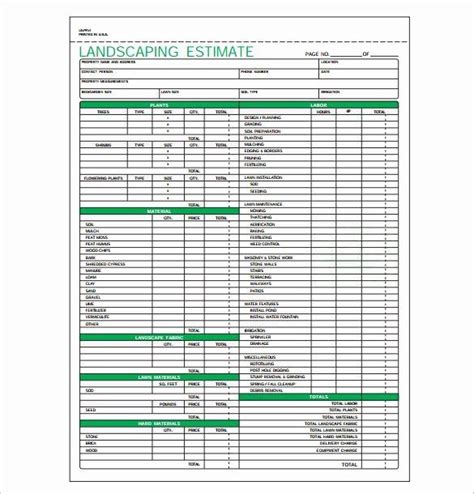 Landscape Maintenance Schedule Template Fresh Landscaping Estimate Template Pdf format Download ...