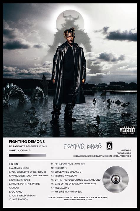 Juice WRLD Fighting Demons Album Poster – Poster | Canvas Wall Art ...