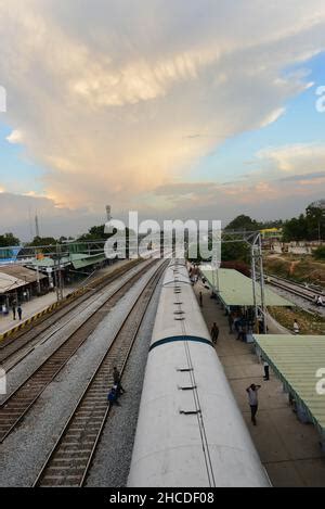 Kuppam railway station, Chittoor district, Andhra Pradesh, India Stock ...