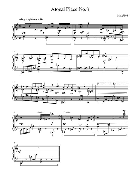 Atonal Piece No.8 Sheet music for Piano (Solo) | Musescore.com