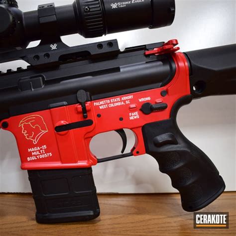 Custom Built AR-15 done in USMC Red and Gen II Graphite Black | Cerakote