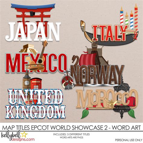 Map Titles Epcot World Showcase 2 Word Art - Kellybell Designs