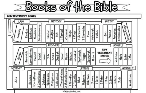 Books of the Bible Bookcase Printable • MinistryArk | Bible worksheets ...