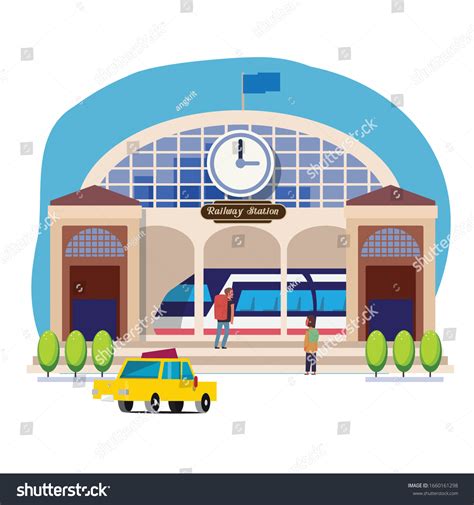 Railway Station Train Station Vector Stock Vector (Royalty Free) 1660161298 | Shutterstock