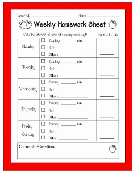 Homework Spreadsheet — db-excel.com