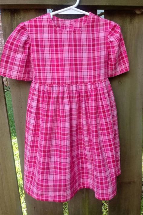 Vintage Style Dress, Madras Dress, Girls Size 3, Pink and Red Dress ...