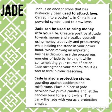 GEMSTONE MEANING: Jade | Gemstone meanings, Energy crystals, Crystals ...