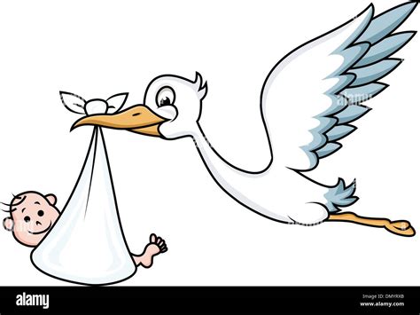 Cartoon Picture Of Stork Carrying Baby Clipart