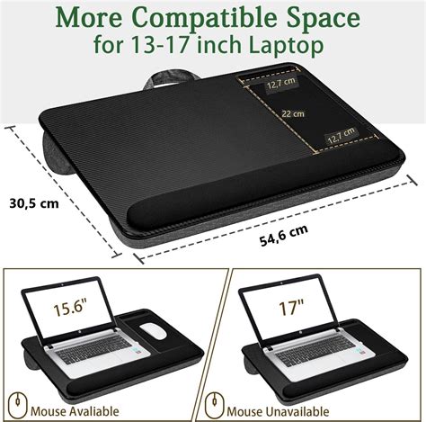 Portable Laptop Desk with Device Ledge, Mouse Pad and Phone Holder for Home Office (Silver, 40cm ...