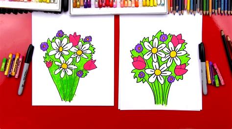 How To Draw A Flower Bouquet - Art For Kids Hub