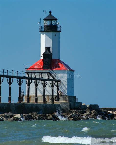 View of Michigan City Lighthouse from Washington Park Beach in Michigan ...