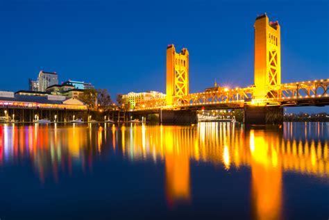 Tower Bridge at night in Sacramento California | Bridges Sacramento