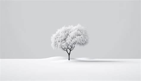 Premium AI Image | Minimalist White Tree on White Wallpaper