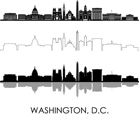 WASHINGTON D.C. Usa City SKYLINE Outline Silhouette Vector Svg - Etsy