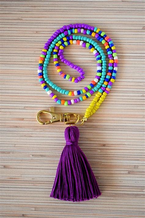 Colorful Beaded Lanyard with Tassel