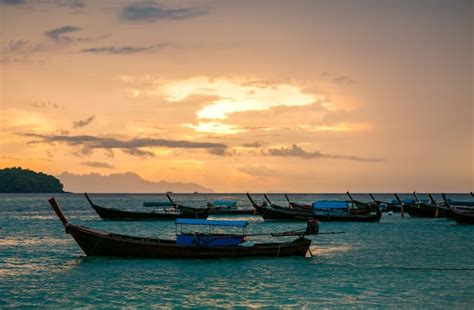 Premium Photo | Fishing boat at sunset