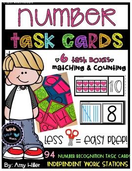 Number Recognition Task Cards [Task Box] by Wink Smile Learn | TpT