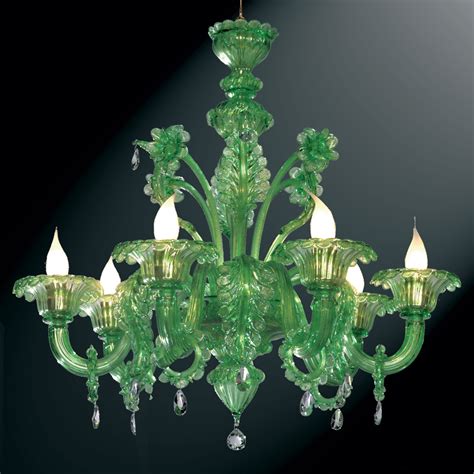 "Giada" green Murano glass chandelier