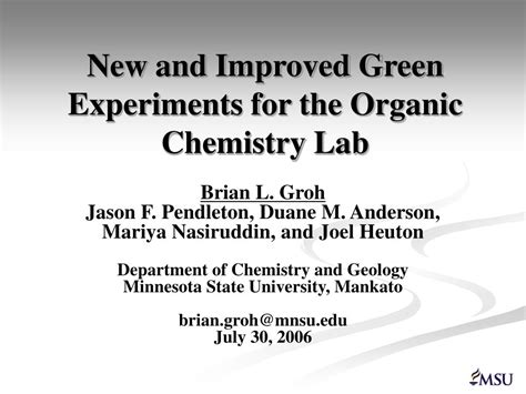 PPT - New and Improved Green Experiments for the Organic Chemistry Lab PowerPoint Presentation ...