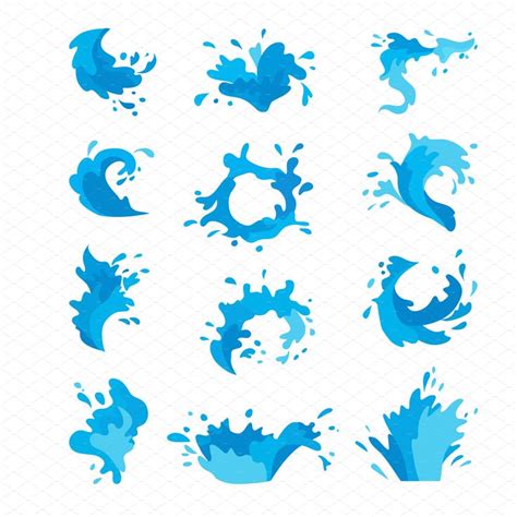 blue water splashes on white background