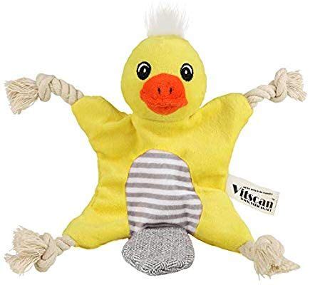 Pet Supplies : Stuffless Dog Toy for Puppy, Crinkle Duck Dog Toy Flat Squeaky Plush Toys with ...