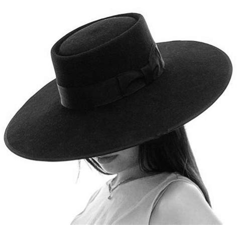 Black Wool Pork Pie Felt Fedora / Porkpie Exra Large Wide Brim Floppy Hat 12cm-in Fedoras from ...