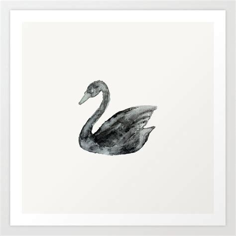 Elegant black white hand painted watercolor swan Art Print by Pink ...