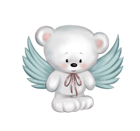 Bear Angel Wings, Teddy Bear Clipart, PNG, Digital Download - Etsy