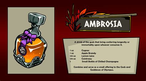 Ambrosia, Hades Video Game Inspired Cocktail Apple Brandy, Product Presentation, Themed Drinks ...