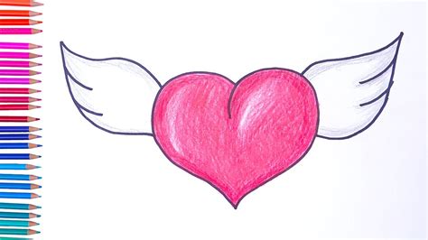 How to draw HEART with wings | Easy drawings