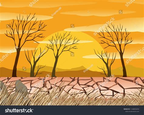 Drought Desert Scence Illustration Stock Vector (Royalty Free ...