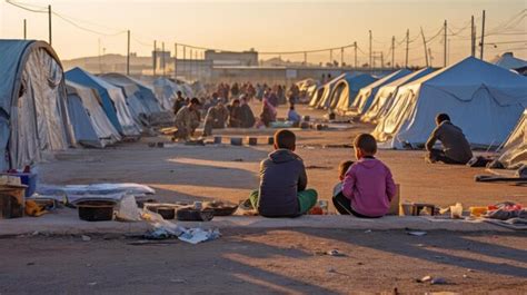 Premium Photo | A group of children live in a refugee camp