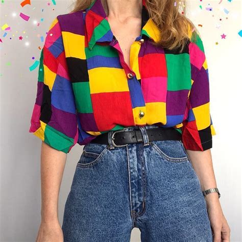 90S AESTHETIC RAINBOW PLUS SIZE BLOUSE - Cosmique Studio