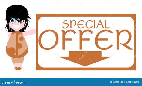 Isolated Nice Girl With Special Offer Singboard Stock Vector - Image ...