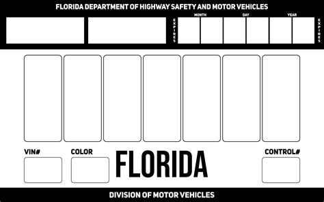 Blank Printable Temporary License Plate Template