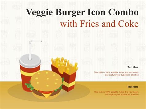 Veggie Burger Icon Combo With Fries And Coke | PowerPoint Templates Backgrounds | Template PPT ...