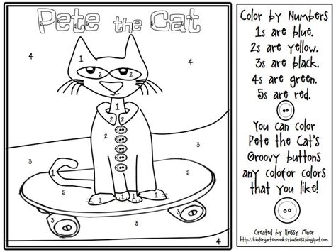 Pete the cat color by numbers | Kids | Pinterest