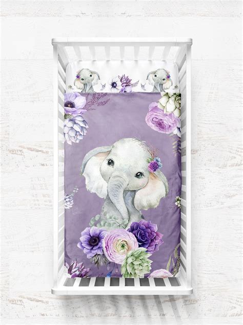 Elephant Baby Bedding Succulent Nursery Crib Bed Set Large | Etsy