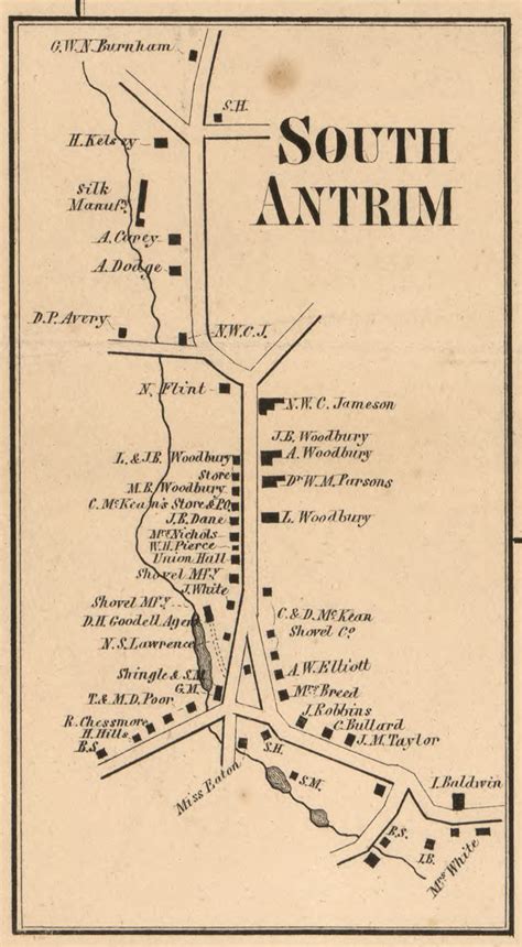 South Antrim, New Hampshire 1858 Old Town Map Custom Print - Hillsboro Co. - OLD MAPS