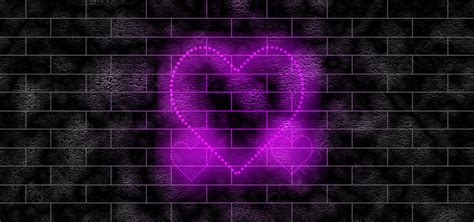 Pink Heart Shape Neon Light On Wall Background, Style, Shiny, Space Background Image And ...