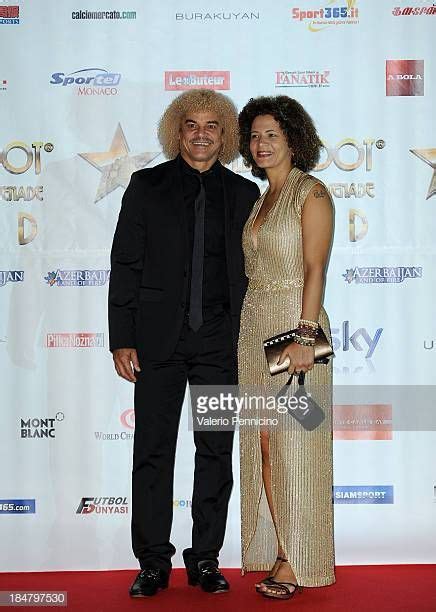 Carlos Valderrama and wife attend the Golden Foot Award 2013 ceremony at MonteCarlo Bay Hotel on ...