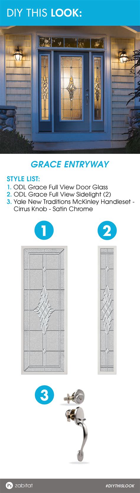 ODL Grace Door Glass Insert paired with a Yale New Traditions Satin Chrome Handleset. | Door ...