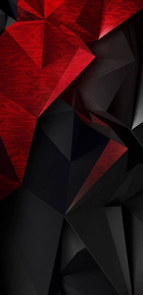 Abstract 3D Red and Black Polygons for Samsung Galaxy S9 Wallpaper - Allpicts | Red and black ...