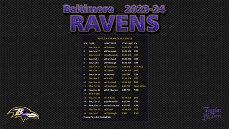 2023-2024 Baltimore Ravens Wallpaper Schedule