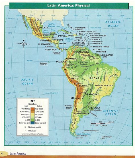 Labeled Features Labeled Latin America Physical Map Internet Hassuttelia | Images and Photos finder