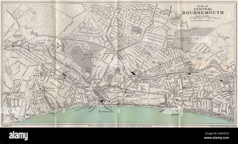 CENTRAL BOURNEMOUTH vintage town/city plan. Dorset. WARD LOCK 1946 old ...