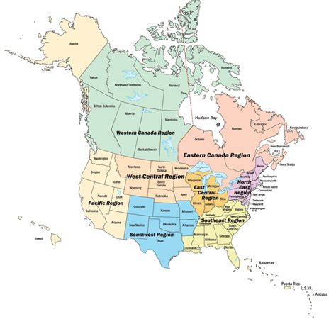 Mapa de Estados Unidos y Canadá - Mapa de Estados Unidos